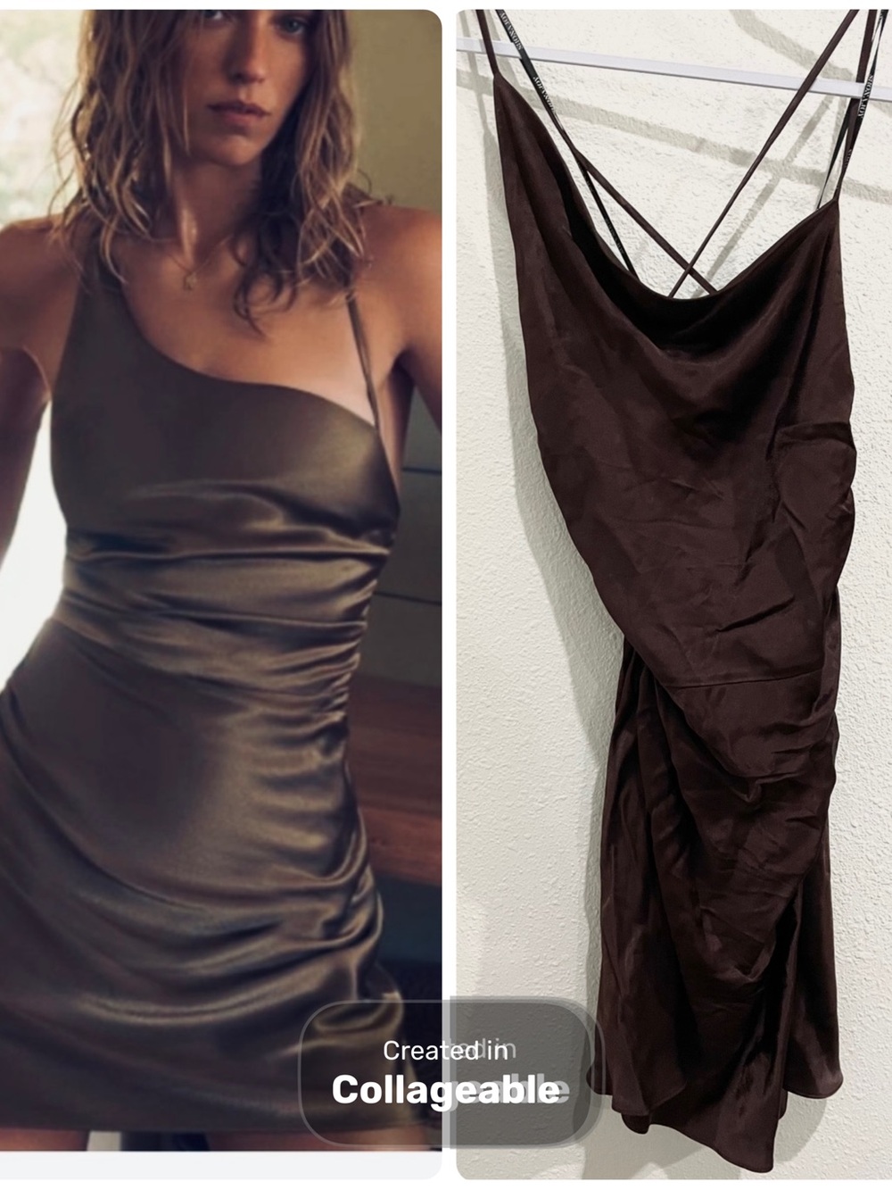 Shona Joy Satin Alma Asymmetrical Mini Dress Feminine Neutral Slip Dress